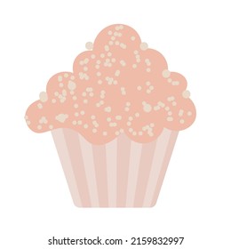 Illustration of a cupcake on a white background. Vector illustration. Postcard