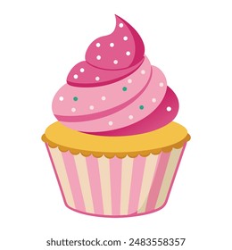 Illustration von Cupcake mit rosa Creme 