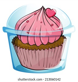 Illustration of a cupcake in plastic container