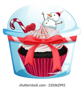 Illustration of a cupcake in a plastic cup
