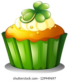 Illustration of a cupcake for St. Patrick's Day on a white background