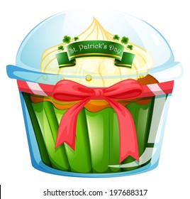 Illustration of a cupcake for St. Patrick's day on a white background