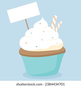illustration of a cupcake. Sweet cupcake with chocolate. Vector illustration of dessert.