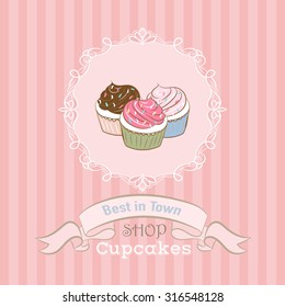 Illustration with cupcakes.