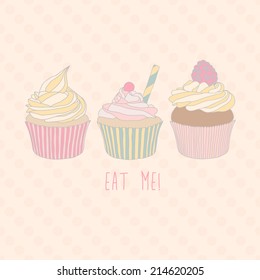 Illustration cupcakes. Eat ME!