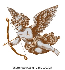 an illustration of cupid or baby angel holding an arrow