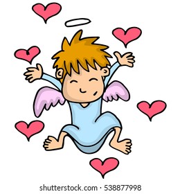 Illustration of cupid with love cartoon