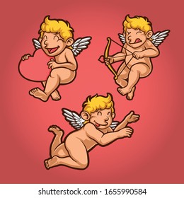 illustration of cupid set for valentine premium vector