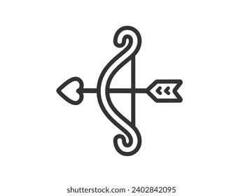 Illustration of Cupid's bow and arrow icon (line drawing).