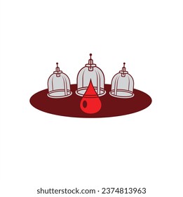 illustration of cupping therapy, vector art.