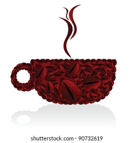 illustration of cups of coffee bean on white background