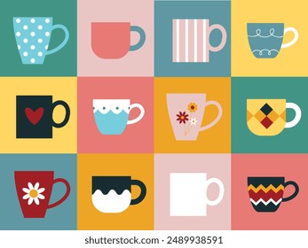 illustration of cups in flat colors