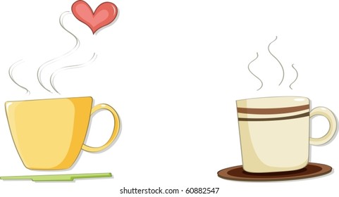 illustration of a cups and saucer on a white background