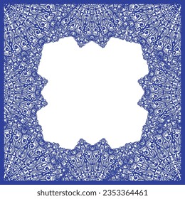 illustration with curled frame decoration on white background