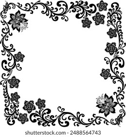 illustration with curled frame decoration on white background