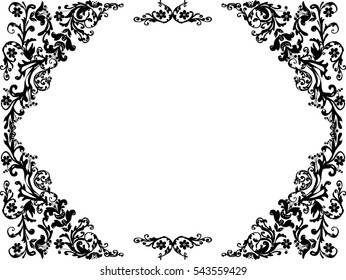 illustration with curled frame decoration on white background