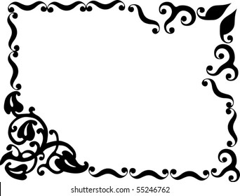illustration with curled frame decoration on white background