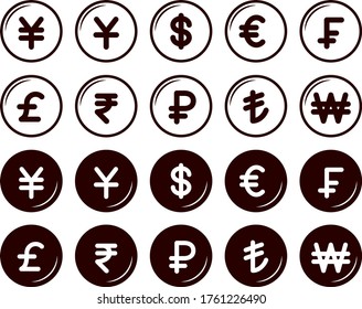 Illustration Currency Symbols Coins10 Types Stock Vector (Royalty Free ...