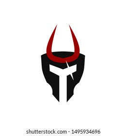 Illustration of "Cursed Helm" Spartan with flat style