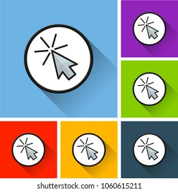 Illustration of cursor icons with long shadow