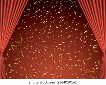 Ilustración de cortinas y confiti