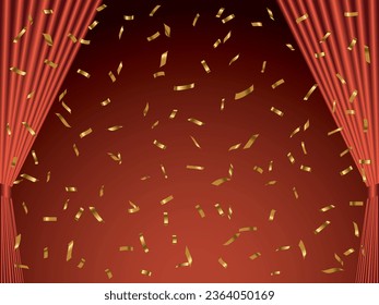 Ilustración de cortinas y confiti