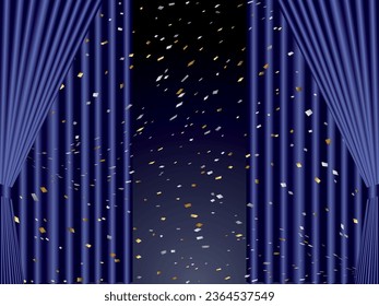 Illustration von Vorhängen und Konfetti