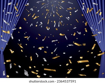 Illustration von Vorhängen und Konfetti