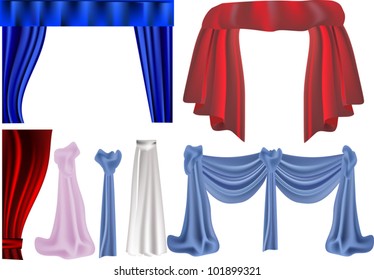 illustration with curtains isolated on white background
