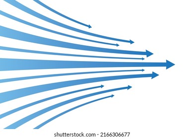 Illustration of a curved arrow pointing to the right in a blue gradient