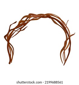 Illustration Of Curved Dry Vine On White Background.