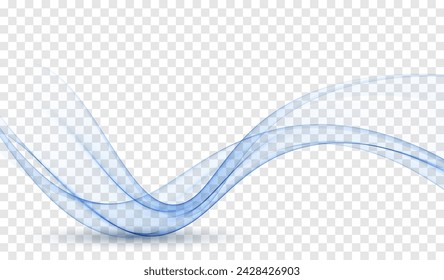 Illustration of curved flow of blue abstract wave motion, blue wave.