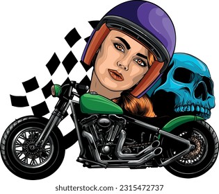 illustration of custom motorcycle chopper vector design