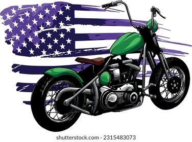 illustration of custom motorcycle chopper vector design