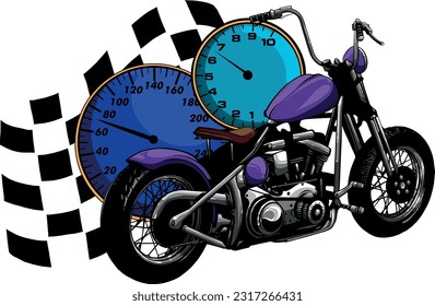 ilustración del diseño vectorial de chopper de motocicleta personalizado