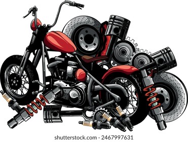 illustration of custom motorcycle chopper vector design