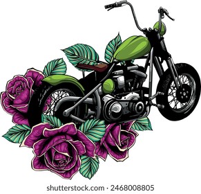 illustration of custom motorcycle chopper vector design