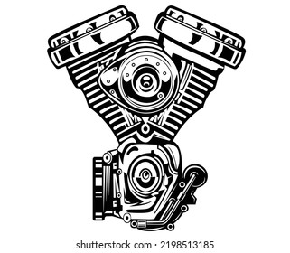  illustration of custom vintage motorcycle machine