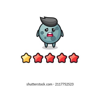 the illustration of customer bad rating, asteroid cute character with 1 star , cute style design for t shirt, sticker, logo element
