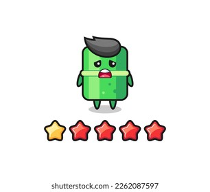 the illustration of customer bad rating, bamboo cute character with 1 star , cute style design for t shirt, sticker, logo element