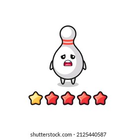 the illustration of customer bad rating, bowling pin cute character with 1 star , cute style design for t shirt, sticker, logo element