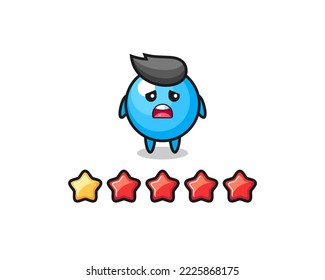 the illustration of customer bad rating, bubble gum cute character with 1 star , cute style design for t shirt, sticker, logo element