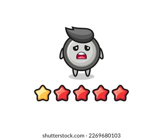 la ilustración de la mala calificación del cliente, botón celda lindo personaje con 1 estrella , diseño de estilo lindo para camiseta, pegatina, elemento logotipo