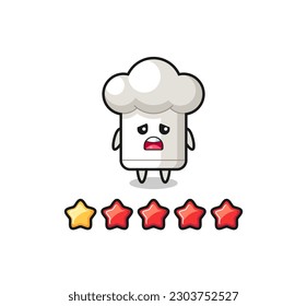 the illustration of customer bad rating, chef hat cute character with 1 star , cute style design for t shirt, sticker, logo element