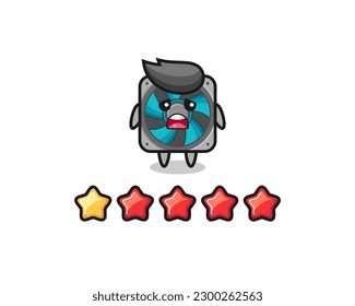 the illustration of customer bad rating, computer fan cute character with 1 star , cute style design for t shirt, sticker, logo element