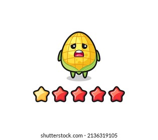 the illustration of customer bad rating, corn cute character with 1 star , cute style design for t shirt, sticker, logo element