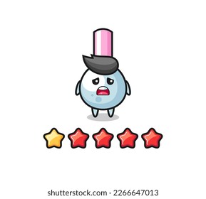 the illustration of customer bad rating, cotton bud cute character with 1 star , cute style design for t shirt, sticker, logo element