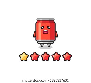 the illustration of customer bad rating, drink can cute character with 1 star , cute style design for t shirt, sticker, logo element