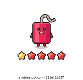 die Illustration der schlechten Bewertung des Kunden, dynamisch süßer Charakter mit 1 Stern, süßes Design für T-Shirt, Aufkleber, Logo-Element