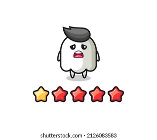 the illustration of customer bad rating, ghost cute character with 1 star , cute style design for t shirt, sticker, logo element